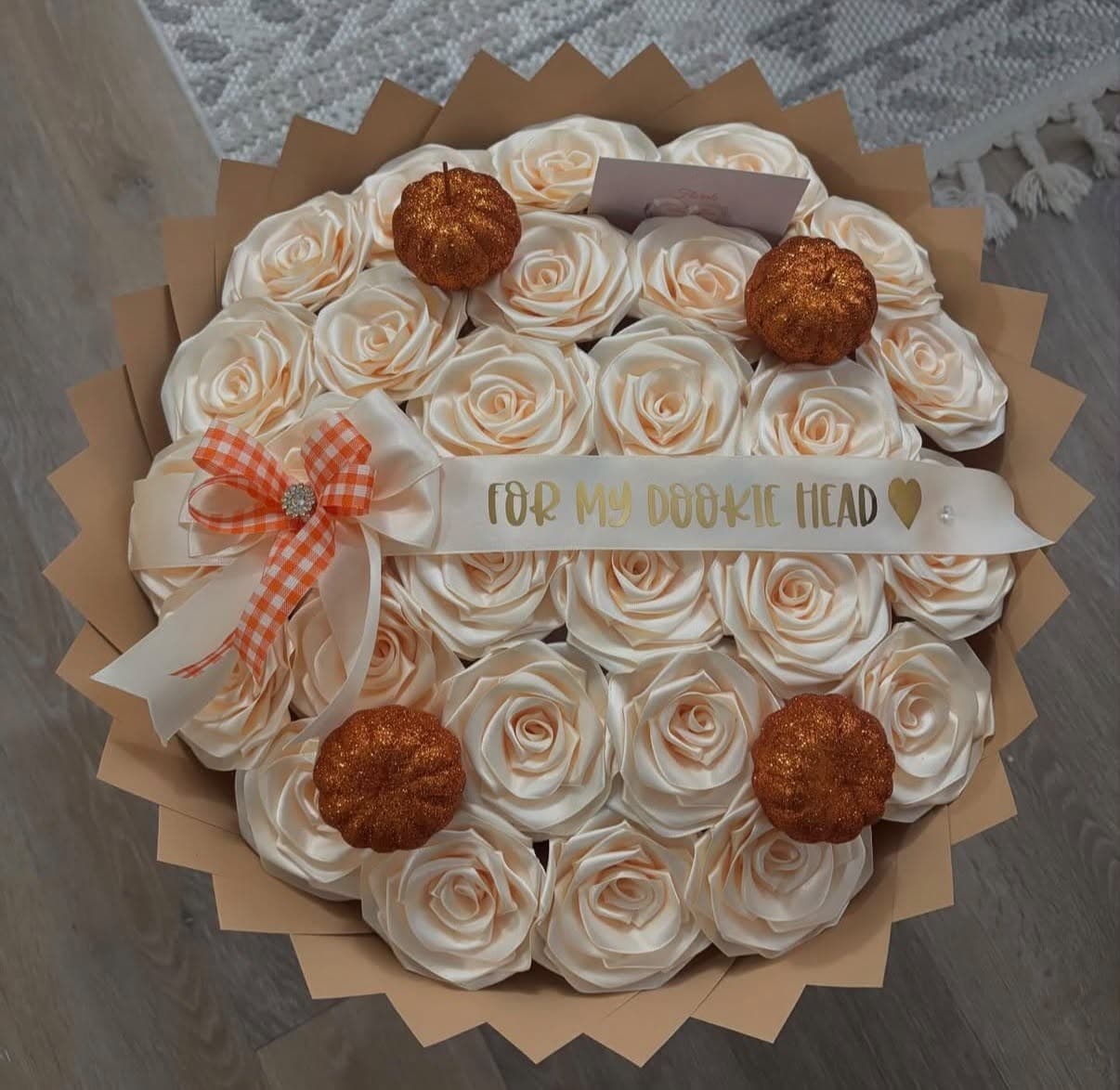 Eternal fall bouquet with glitter pumpkins
